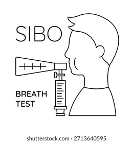 Icono que representa una prueba de aliento SIBO, que ilustra las pruebas de aliento de hidrógeno y metano utilizadas para el diagnóstico de sobrecrecimiento bacteriano intestinal Pequeño.