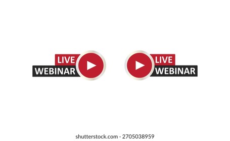 Video Un icono que representa un seminario o presentación simultánea en línea marcado con el texto LIVE WEBINAR y un icono de reproducción.