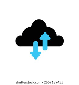 Un icono que representa la carga y descarga simultáneas de datos en un servidor en la nube. Ideal para su uso en UI, UX, Sitios web y App.