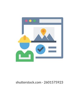 An icon representing a site visit designed for construction projects.