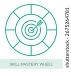 An icon representing skill mastery wheel, designed for use in AI and technology-related visuals.