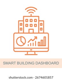 An icon representing smart building dashboard, designed for use in AI and technology-related visuals.
