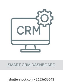 Un icono que representa el panel de control de CRM inteligente, utilizado en diseños de interfaz de IA, tecnología o futuristas.