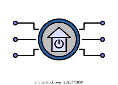 Icon representing a smart home hub. It symbolizes connectivity and networking. This icon is relevant to illustrate concepts related to smart home technology, automation, and connected devices.