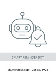 Un icono que representa un bot de recordatorio inteligente, utilizado en sistemas inteligentes, automatización o industrias tecnológicas.