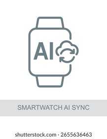 An icon representing smartwatch ai sync, used in AI, tech, or futuristic interface designs.