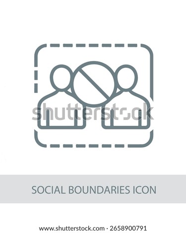 An icon representing social boundaries icon, useful for personal growth and soft skill development visuals.