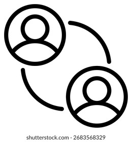 Icon representing social connection, suitable for communication, networking, and technology interfaces.