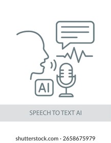 Icono que representa la voz a texto, utilizado en sistemas inteligentes, automatización o industrias tecnológicas.