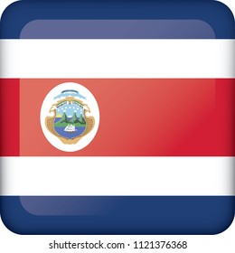 Icon representing square button flag of Costa Rica. Ideal for catalogs of institutional materials and geography