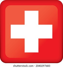 Icon representing square button flag of Switzerland. Ideal for catalogs of institutional materials and geography