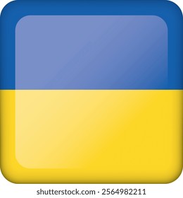 Icon representing a square button with the flag of Ukraine. Ideal for catalogs of institutional materials and geography