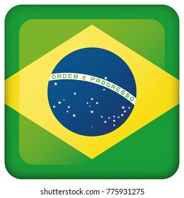 Icon representing square button flag of Brazil. Ideal for catalogs of institutional materials and geography