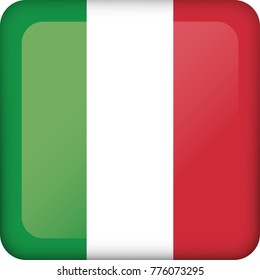 Icon representing square button flag of Italy. Ideal for catalogs of institutional materials and geography