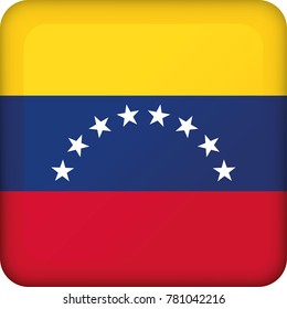 Icon representing square button flag of Venezuela. Ideal for catalogs of institutional materials and geography