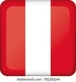Icon representing square button flag of Peru. Ideal for catalogs of institutional materials and geography