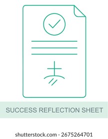 An icon representing success reflection sheet, designed for use in AI and technology-related visuals.