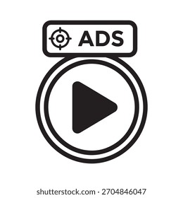 Video Icono que representa anuncios específicos, marketing digital y campañas publicitarias en línea en plataformas de medios. Ideal para el diseño.