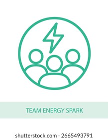 An icon representing team energy spark, designed for enhancing life and soft skill themed visuals.