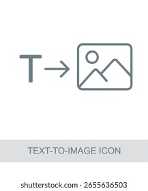 An icon representing text-to-image icon, used in AI, tech, or futuristic interface designs.