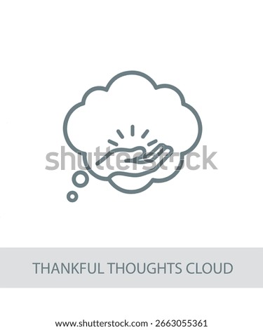 An icon representing thankful thoughts cloud, useful for personal growth and soft skill development visuals.