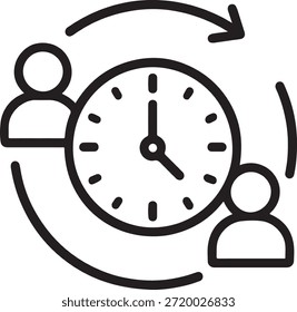 Icono que representa la gestión del tiempo enfocado en las personas y los procesos de programación eficientes.