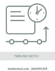 Un icono que representa el boceto de la línea de tiempo, diseñado para su uso en IA y gráficos relacionados con la tecnología.