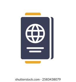 An icon representing a travel passport, which symbolizes holidays, vacations, and unforgettable summer travels. It is ideal for use in tourismrelated content and travelthemed materials