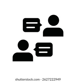 Icon representing two people engaged in conversation through speech bubbles