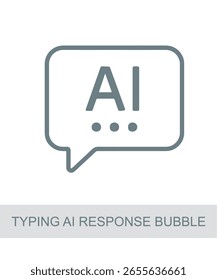 Um ícone que representa a digitação de bolha de resposta de ai, usado em AI, tecnologia ou designs de interface futurista.