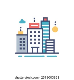 An icon representing urban development for infrastructure.