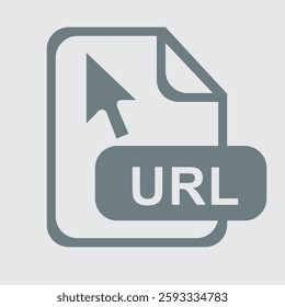 Icon representing URL file format, web link, internet, and navigation.