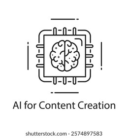 An icon representing the use of artificial intelligence to assist in generating, enhancing, and optimizing digital content across various platforms.