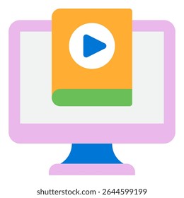 Icon representing a video player, suitable for media, entertainment, digital content, and web design.