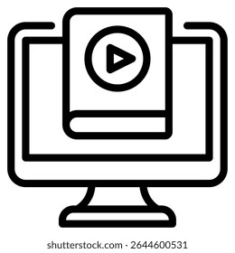Icon representing a video player, suitable for media, entertainment, digital content, and web design.