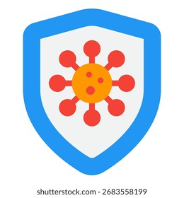 Ícone que representa a proteção contra vírus e a cibersegurança, adequado para materiais de conscientização sobre saúde e segurança e conteúdo de segurança digital.