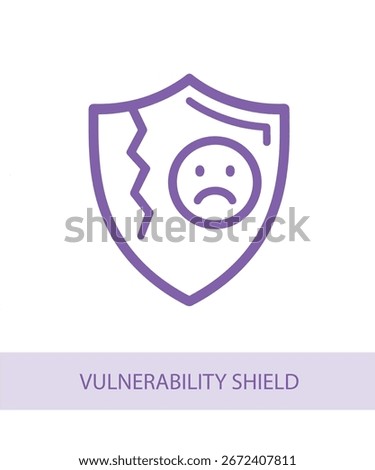 An icon representing vulnerability shield, useful for personal growth and soft skill development visuals.