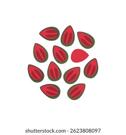 An icon representing watermelon seeds as part of garden freshness.