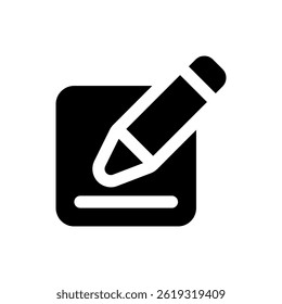 Icon representing a writing tool with a pencil over a notepad used for note-taking or drafting.