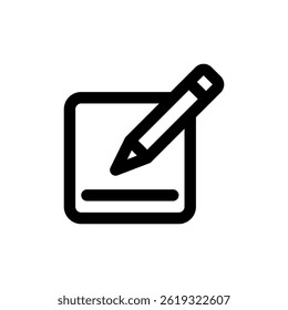 Icon representing a writing tool with a pencil over a notepad used for note-taking or drafting.