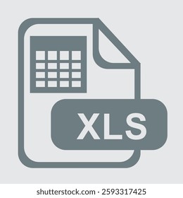 Icon representing XLS file format, spreadsheet, data, analysis, and organization.