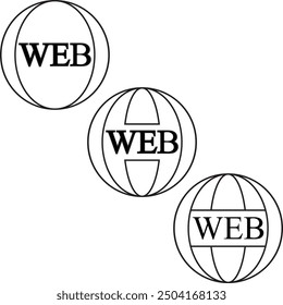 The icon represents the internet or web-related services. It features a globe with meridian and latitude lines, encapsulated within two concentric circles. Overlaid on the globe is the word "WEB"