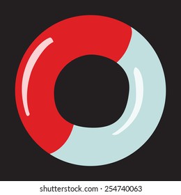 Icon rescue white red circle on a neutral background
