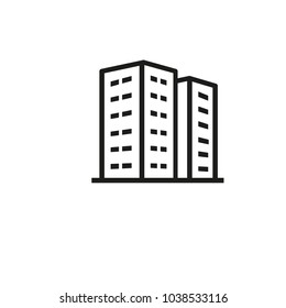 Icon of residential apartment buildings. Dwelling, housing unit, tower block. Architecture concept. Can be used for topics like real estate, flat complex, city