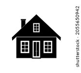 The icon of a residential building with an attic on a white background. A vector image.