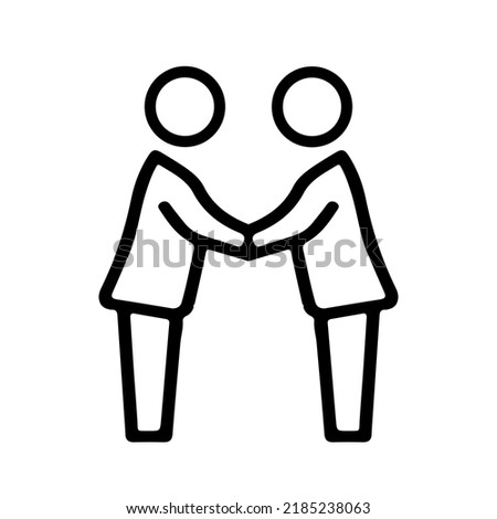 Icon respect, respectful handshake. The thin contour lines with color fills.