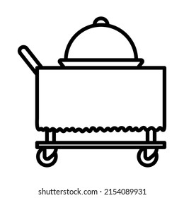 Icon Of Restaurant Cloche On Delivering Cart. Bold outline design with editable stroke width. Vector Illustration.