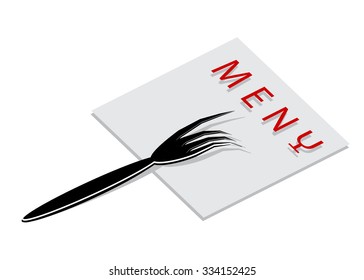 icon restaurant. Fork shape of a hand and word of the menu