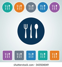 Icon of Restaurant in Multi Color Circle & Square Shape. Eps-10.