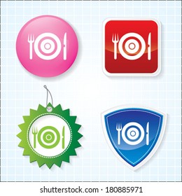 Icon of Restaurant on four different buttons. eps-10.